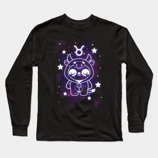 Taurus kawaii zodiac sign Long Sleeve T-Shirt by NemiMakeit